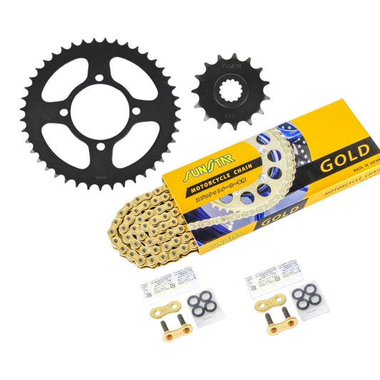 Sprocket & Chain Kit Gold 520 Front 15T Rear 43T 3-Piece Set Suzuki ST250/E type Grass Tracker Big Boy SUNSTAR Chain