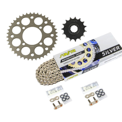 Sprocket & Chain Kit Silver 520 Front 15T Rear 41T 3-piece Set for Suzuki Volty 94-04 / Grasstracker 2000-14 SUNSTAR Chain