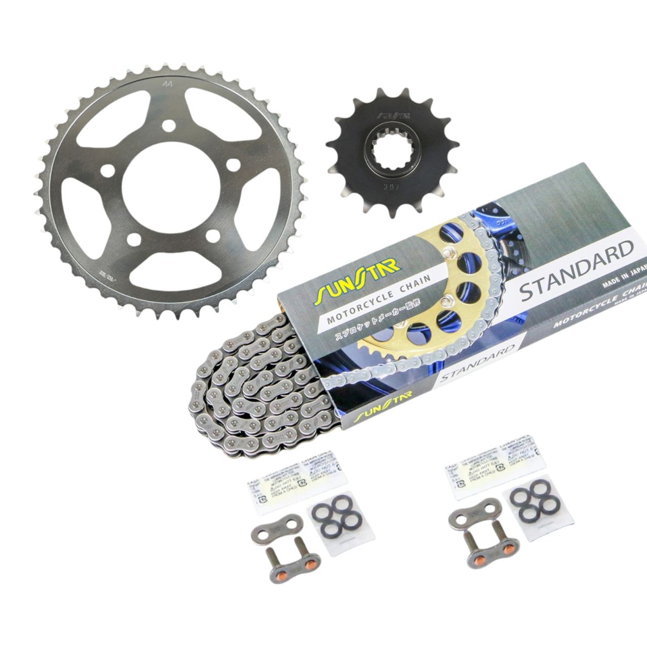 Sprocket & Chain Kit - Standard 520, Front 15T, Rear 44T, 3-piece set for Honda CB400SF (520 conversion) 1999-2001 / 2004-2022, SUNSTAR Chain