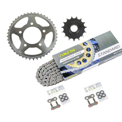 Sprocket & Chain Kit - Standard 520, Front 15T, Rear 44T, 3-piece set for Honda CB400SF (520 conversion) 1999-2001 / 2004-2022, SUNSTAR Chain