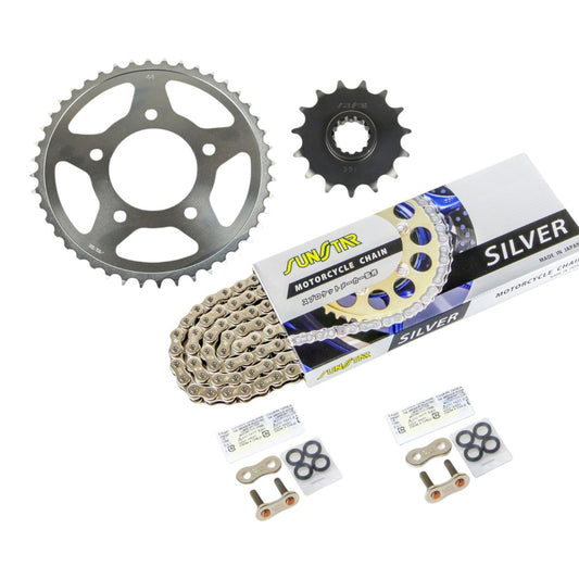 Sprocket & Chain Kit Silver 520 Front 15T Rear 44T 3-piece Set Honda CB400SF 520 Conversion 99-01 / 04-22 SUNSTAR Chain