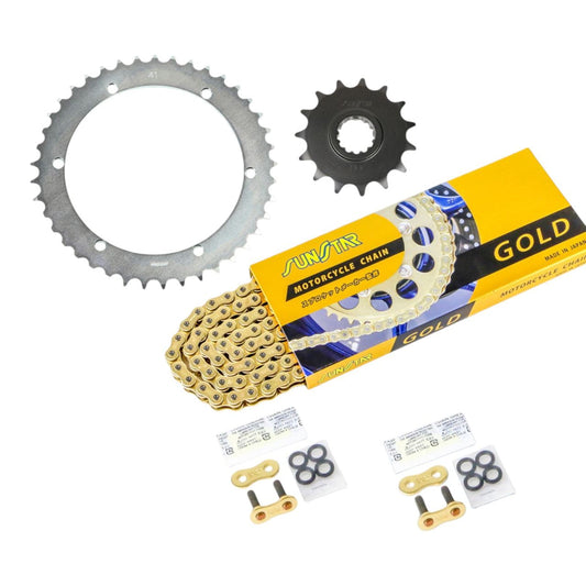 Sprocket & Chain Kit Gold 520 Front 15T Rear 41T 3-piece set Yamaha SR400 '88-'21 SUNSTAR Chain