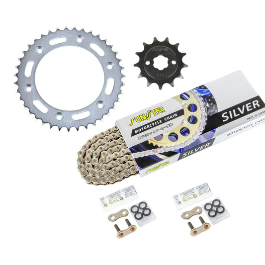 Sprocket & Chain Kit Silver 520 Front 13T Rear 39T 3-piece Set Honda SL230 99-04 / XR230 2005-11 SUNSTAR Chain