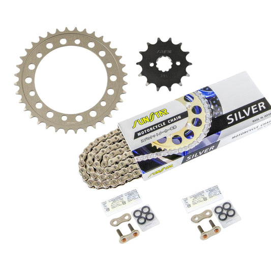 Sprocket & Chain Kit Silver 520 Front 14T Rear 36T 3-Piece Set Honda CBR250R CB250F SUNSTAR Chain