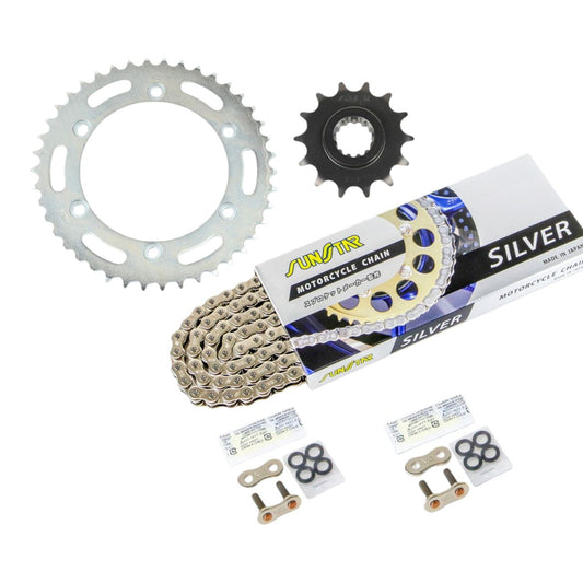 Sprocket & Chain Kit Silver 520 Front 14T Rear 42T 3-piece set for Honda JADE 91-95 JADE SUNSTAR Chain