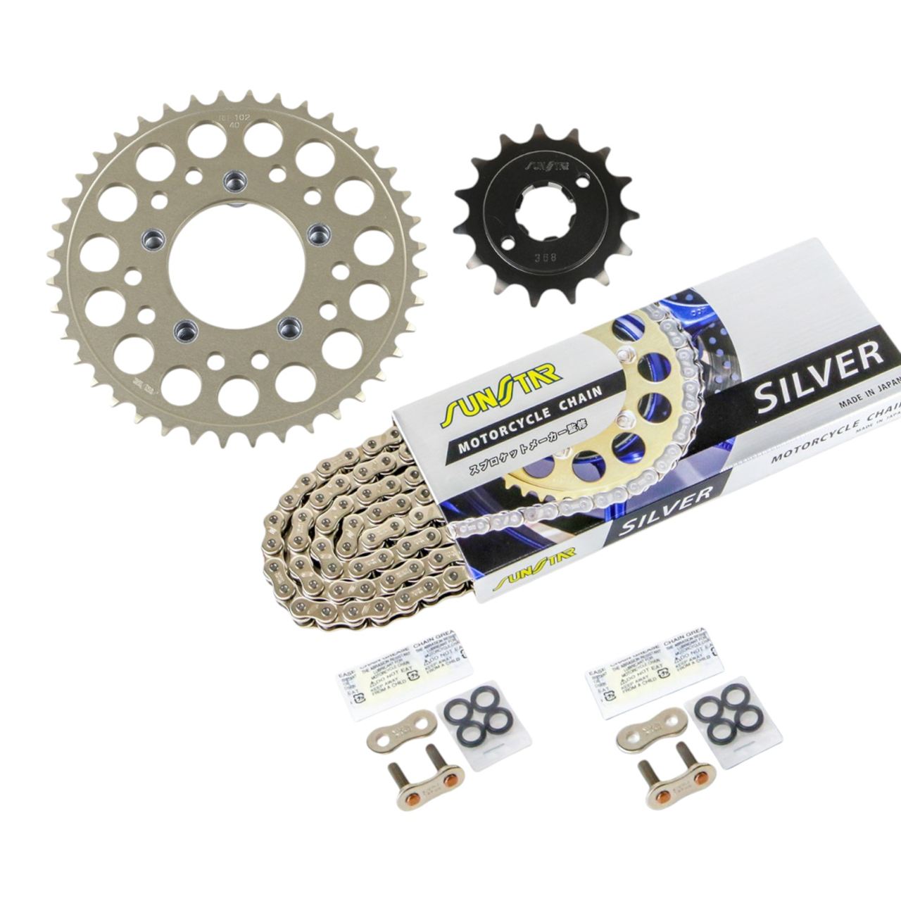 Sprocket & Chain Kit Silver 520 Front 15T Rear 40T 3-piece Set for Honda NSR250R/SE/SP 90-93 SUNSTAR Chain