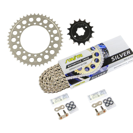 Sprocket & Chain Kit Silver 520 Front 15T Rear 44T 3-piece Set for Honda NSR250R/SE/SP 94-99 SUNSTAR Chain