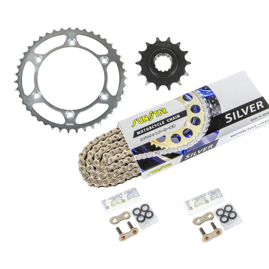 Sprocket & Chain Kit Silver 520 Front 14T Rear 43T 3-Piece Set Honda XELVIS 91-97 Xelvis SUNSTAR Chain
