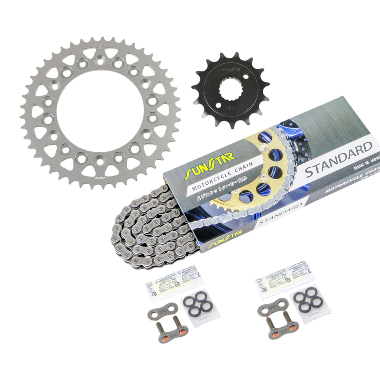 Sprocket & Chain Kit - Standard 520, Front 15T, Rear 45T, 3-piece set for Honda XR400R 96-2004 with SUNSTAR Chain