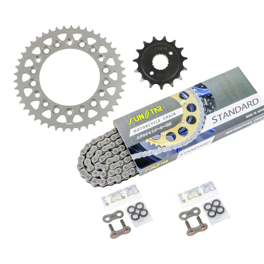 Sprocket & Chain Kit - Standard 520, Front 15T, Rear 45T, 3-piece set for Honda XR400R 96-2004 with SUNSTAR Chain