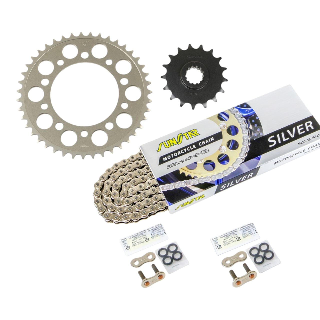Sprocket & Chain Kit Silver 520 Front 17T Rear 43T 3-piece Set Honda NC750S/X 14-20 SUNSTAR Chain