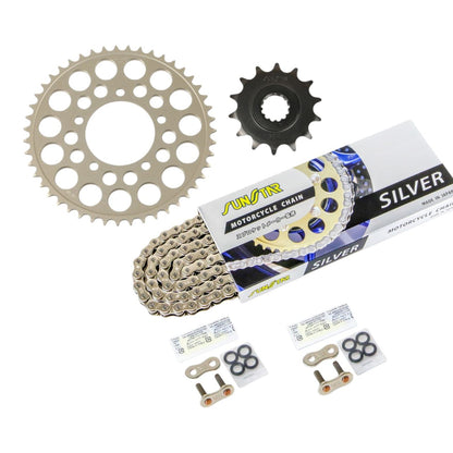 Sprocket & Chain Kit Silver 520 Front 14T Rear 47T 3-piece Set for Suzuki V-Strom 250 2017-2022 with SUNSTAR Chain