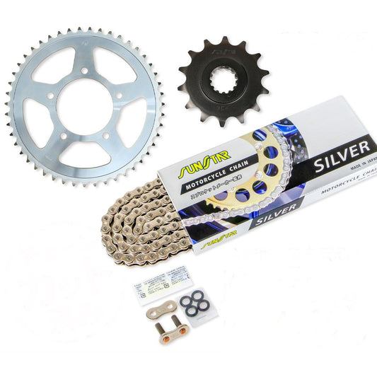 Sprocket & Chain Kit Silver 520 Front 14T Rear 47T 3-Piece Set Suzuki V-Strom 250 17-23 SUNSTAR Chain