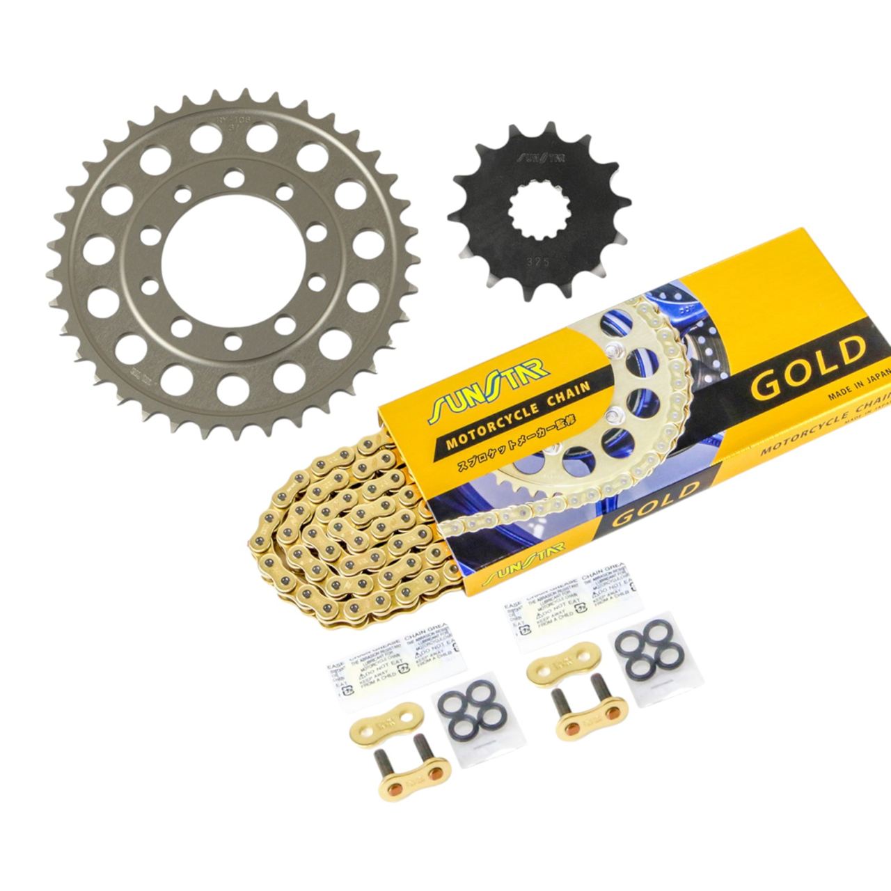 Sprocket & Chain Kit Gold 520 Front 14T Rear 37T 3-Piece Set Yamaha TZR250R (3XV) 91-99 SUNSTAR Chain