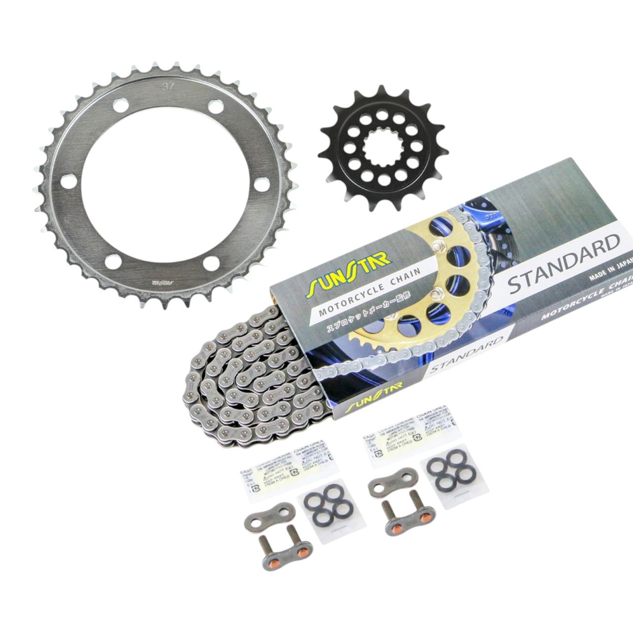 スプロケット&チェーンキット スタンダード 520 フロント15T リア37T 3点セット W650 04年-08年 SUNSTARチェーン スプロケ チェーン