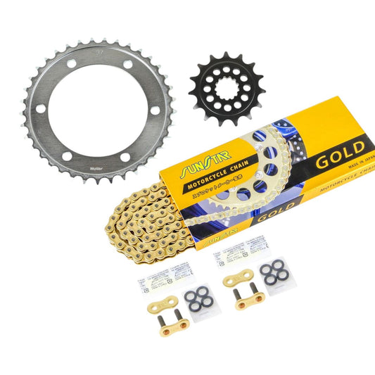 Sprocket & Chain Kit Gold 520 Front 15T Rear 37T 3-Piece Set for Kawasaki W650 2004-08 SUNSTAR Chain