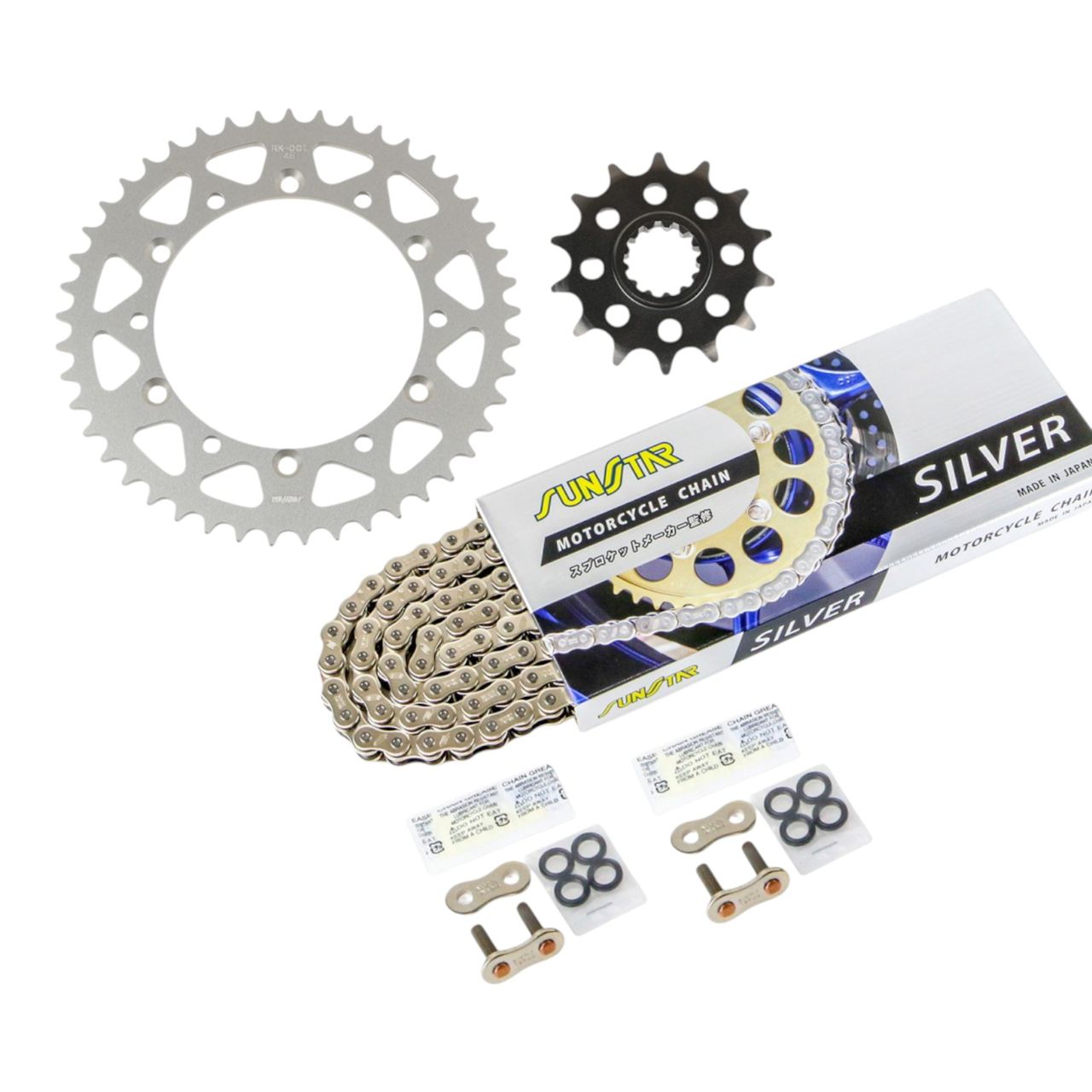 Sprocket & Chain Kit, Silver, 520, Front 14T, Rear 45T, 3-piece Set, Kawasaki KLX230, 20-22, SUNSTAR Chain