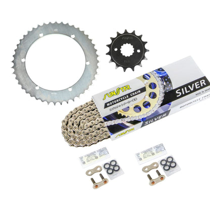 Sprocket & Chain Kit Silver 520 Front 15T Rear 44T 3-Piece Set Yamaha SR400 520 Conversion 78-87 SUNSTAR Chain