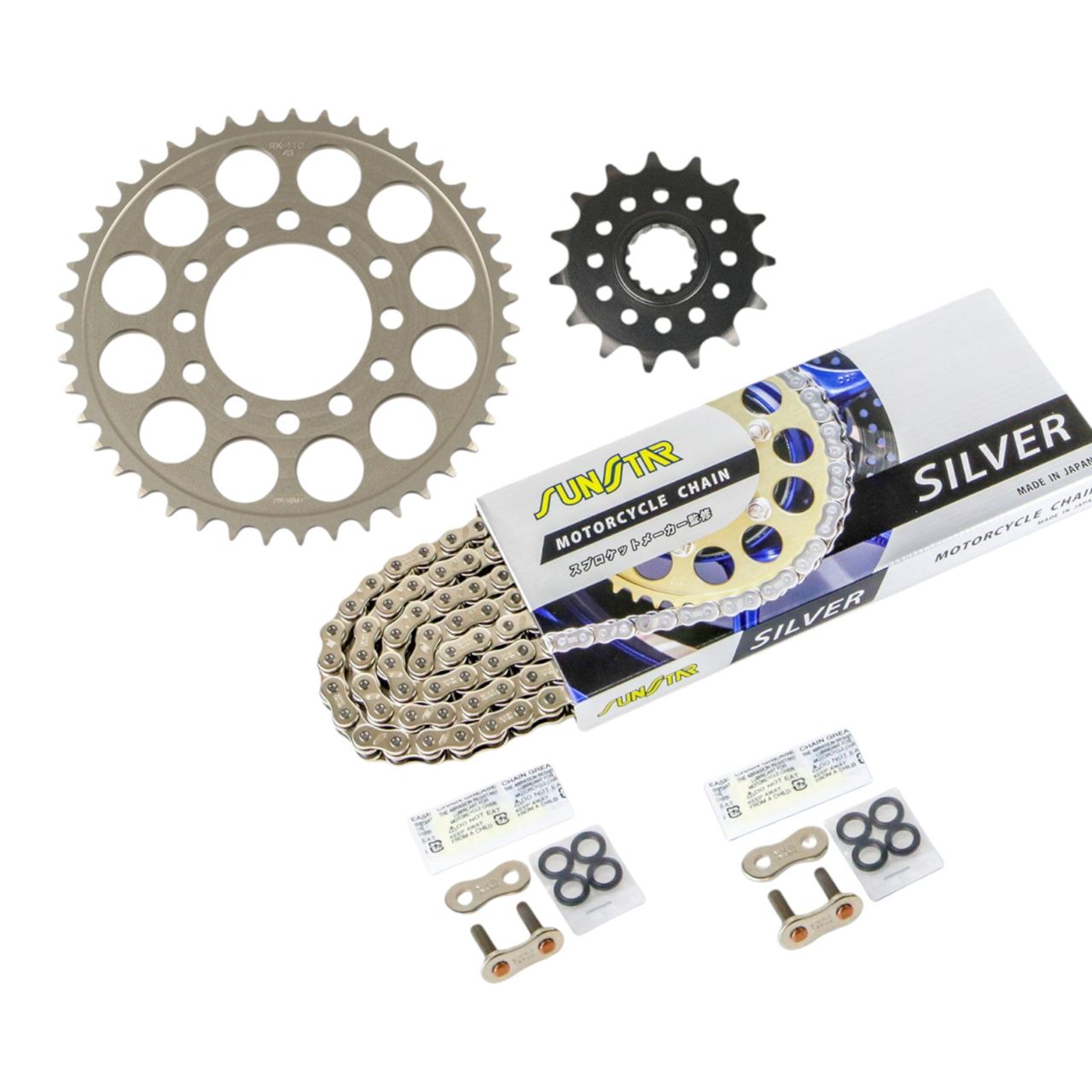 Sprocket & Chain Kit Silver 520 Front 15T Rear 43T 3-piece set Kawasaki ZX-6R (636) 2019-2023 SUNSTAR Chain