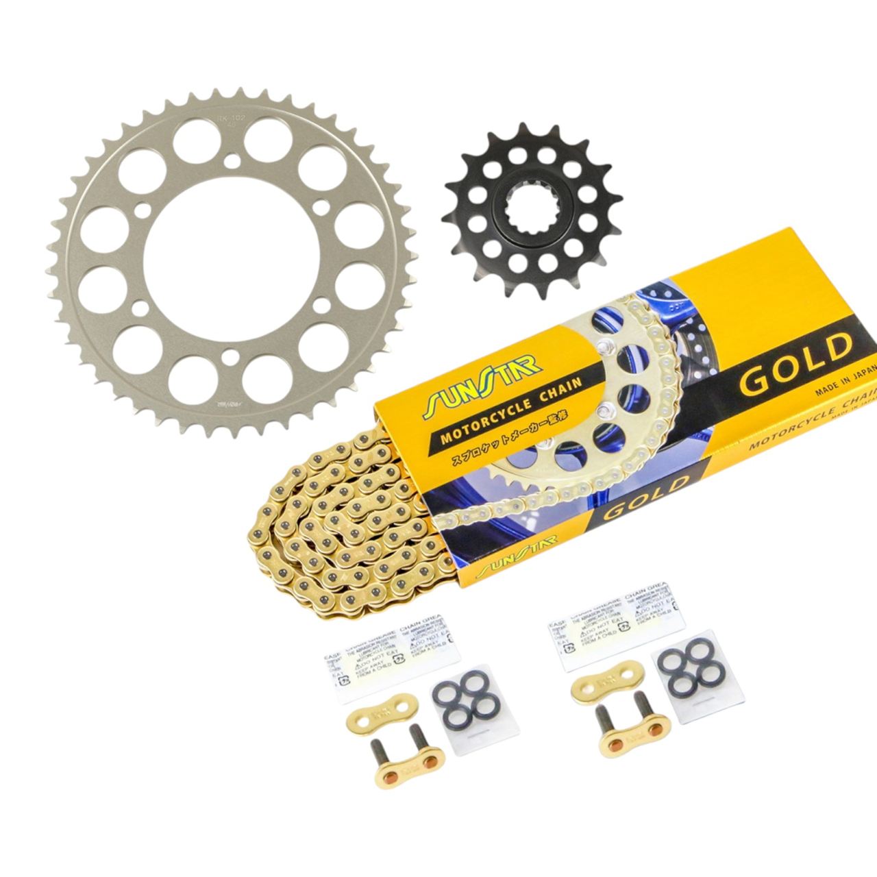 スプロケット&チェーンキット ゴールド 520 フロント16T リア45T 3点セット YZF-R6 06年-20年 SUNSTARチェーン スプロケ チェーン