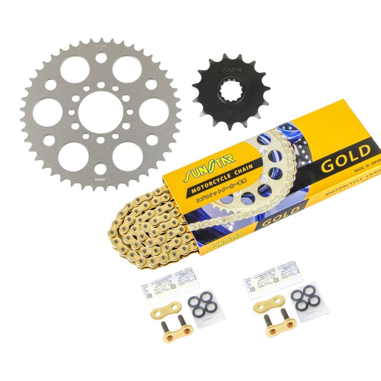 Sprocket & Chain Kit Gold 520 Front 15T Rear 45T 3-Piece Set Suzuki DF200E DJEBEL200 SX200 DJEBEL SUNSTAR Chain