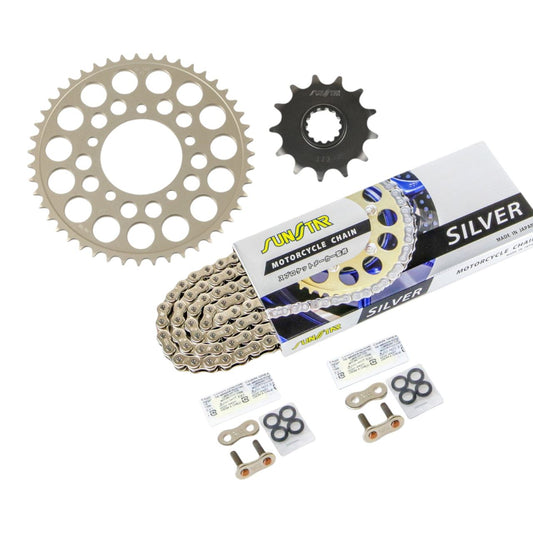 Sprocket & Chain Kit Silver 520 Front 13T Rear 47T 3-piece set for Suzuki BANDIT250/V/VZ 95-2000 Bandit Katana SUNSTAR Chain