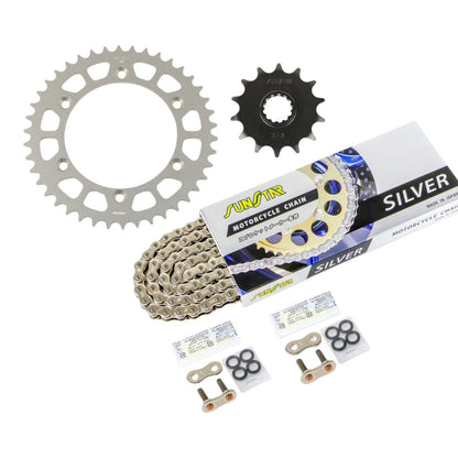 Sprocket & Chain Kit Silver 520 Front 14T Rear 42T 3-piece Set for Suzuki DJEBEL250XC/GPS 96-08 | DR250R 95-01 DJEBEL SUNSTAR Chain