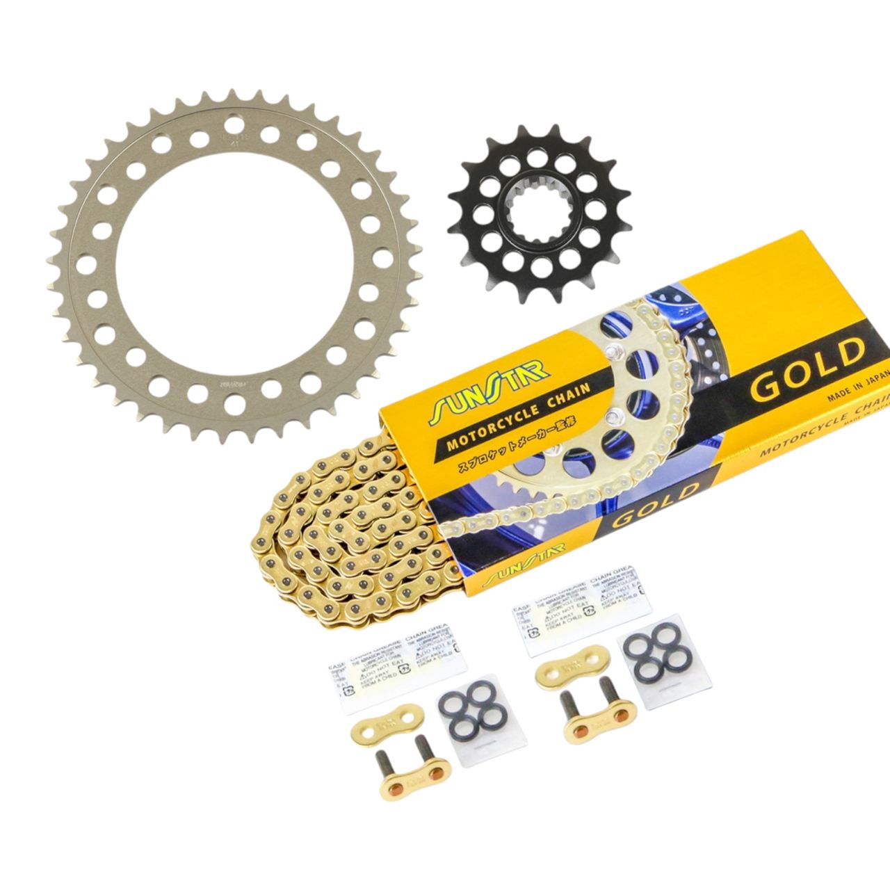 Sprocket & Chain Kit Gold 520 Front 16T Rear 41T 3-piece Set Honda CBR600RR Domestic 520 Conversion 2003-06 SUNSTAR Chain