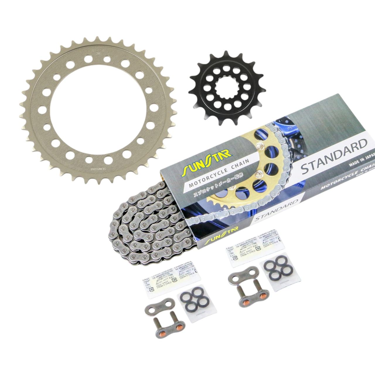 Sprocket & Chain Kit Standard 520 Front 15T Rear 38T 3-piece Set Kawasaki W650 520 Conversion 1999-2003 SUNSTAR Chain