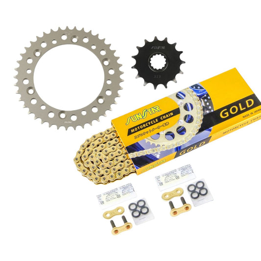 Sprocket & Chain Kit Gold 520 Front 15T Rear 41T 3-piece Set for Suzuki DR350SE 94-95 SUNSTAR Chain