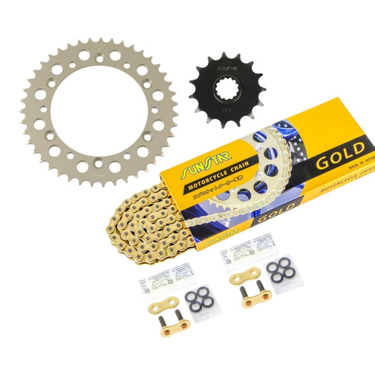 Sprocket & Chain Kit Gold 520 Front 15T Rear 43T 3-piece Set for Suzuki DR-Z400S 2004-09 SUNSTAR Chain