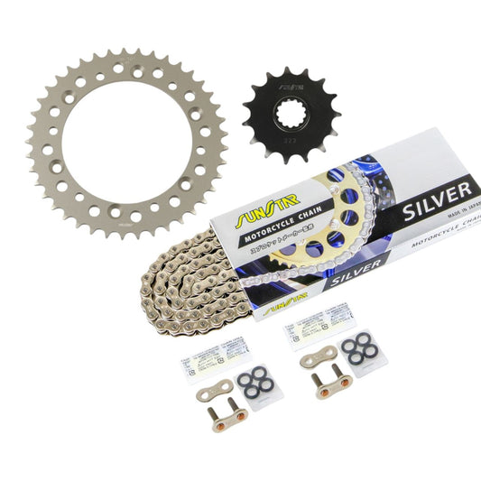 Sprocket & Chain Kit, Silver, 520, 15T Front, 41T Rear, 3-piece Set for Suzuki DR-Z400SM 2005-09, SUNSTAR Chain
