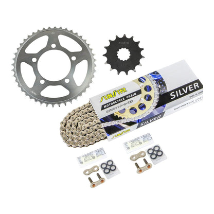 Sprocket & Chain Kit Silver 520 Front 15T Rear 44T 3-piece Set Suzuki GLADIUS400 10-16 Gladius SUNSTAR Chain