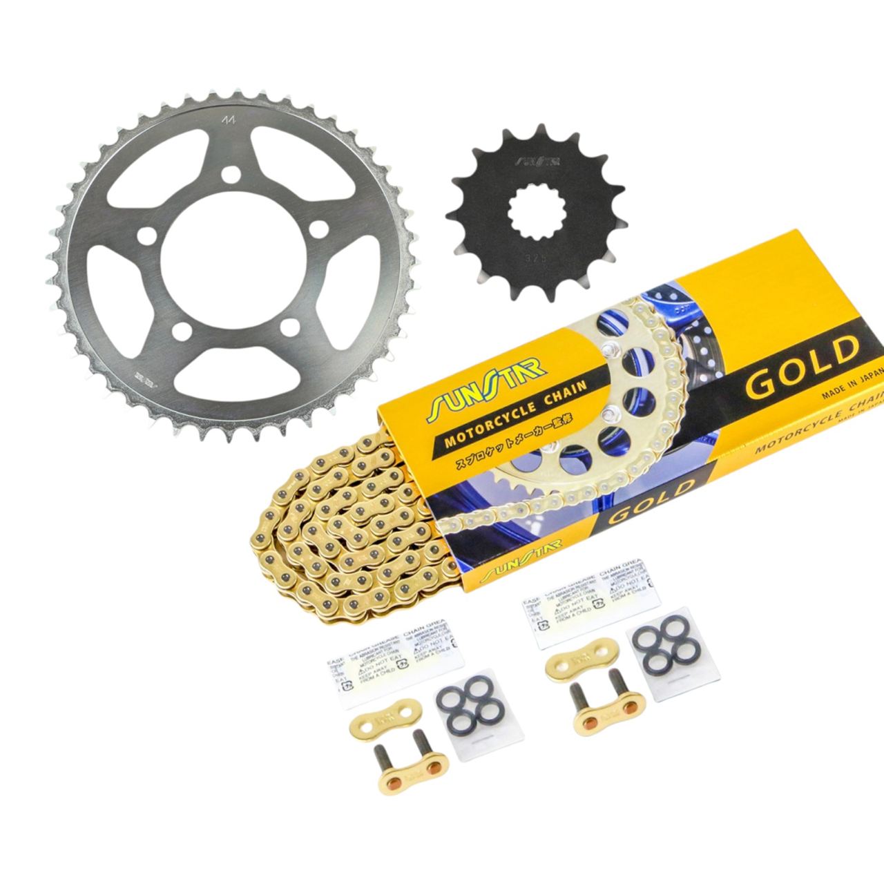 Sprocket & Chain Kit Gold 520 Front 15T Rear 44T 3-piece set Suzuki GLADIUS400 10-16 Gladius SUNSTAR Chain