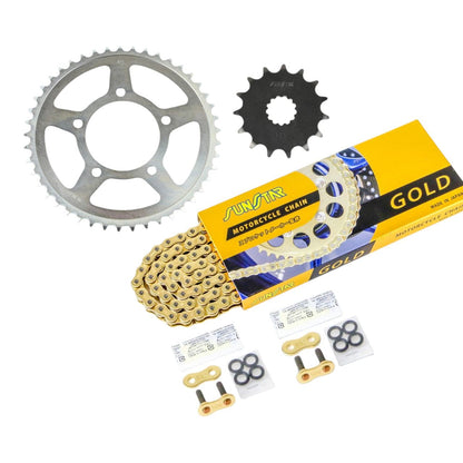 Sprocket & Chain Kit Gold 520 Front 15T Rear 45T 3-piece Set for Suzuki SV400S 98-06 SUNSTAR Chain