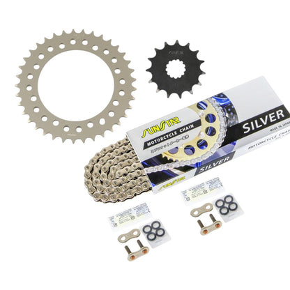 Sprocket & Chain Kit Silver 520 Front 15T Rear 37T 3-piece Set Kawasaki W800 19-24 | Meguro K3 21-24 Meguro