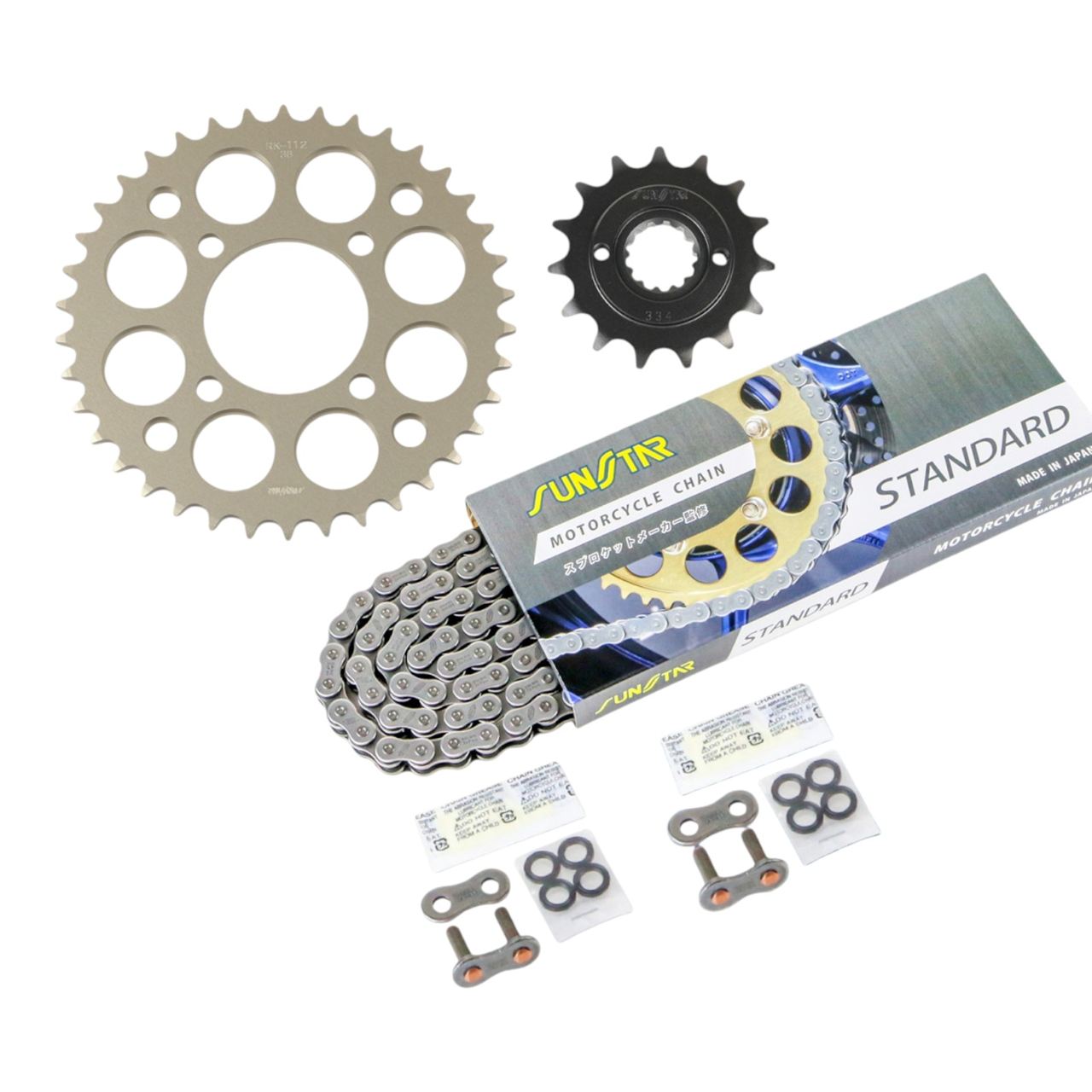 Sprocket & Chain Kit Standard 520 Front 15T Rear 38T 3-piece set Kawasaki 250TR 2002-13