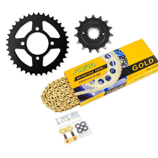 Sprocket & Chain Kit Gold 520 Front 15T Rear 38T 3-piece set for Kawasaki 250TR 2002-13