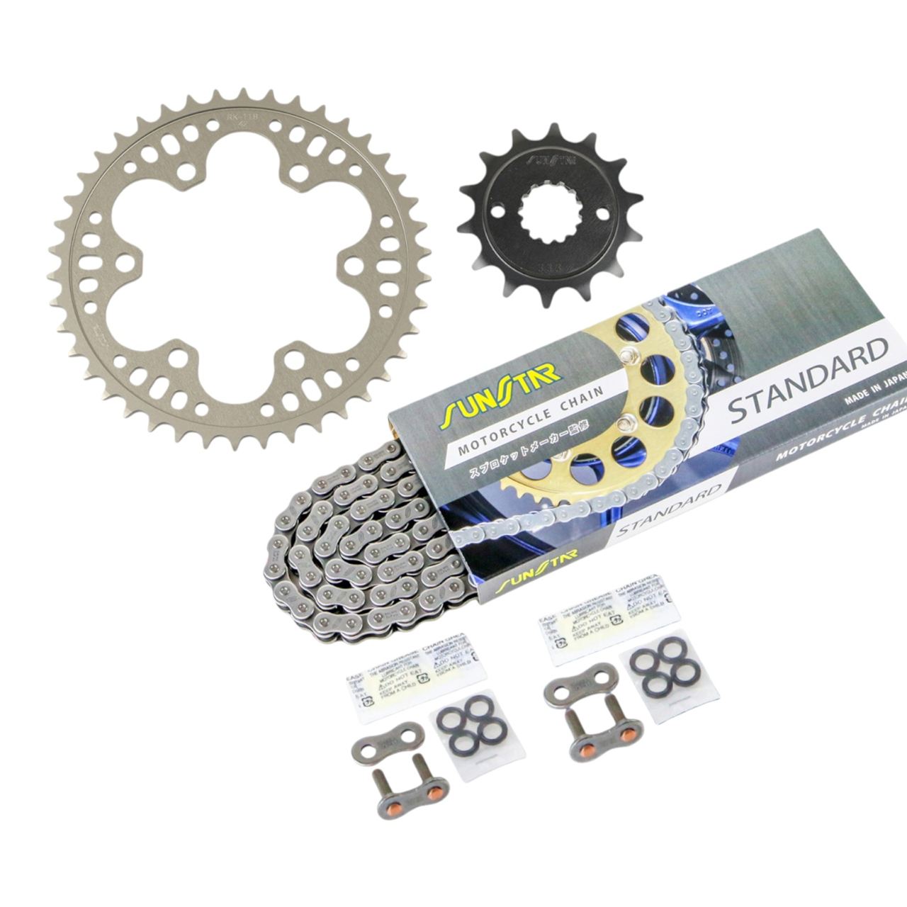 Sprocket & Chain Kit, Standard, 520, 14T Front, 42T Rear, 3-Piece Set, Kawasaki GPZ250R 85-86