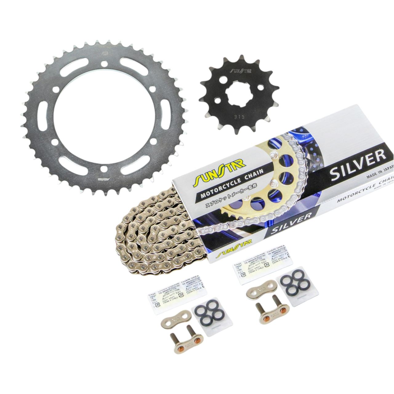 Sprocket & Chain Kit Silver 520 Front 14T Rear 43T 3-piece set Kawasaki SUPER SHERPA 97-07 Super Sherpa