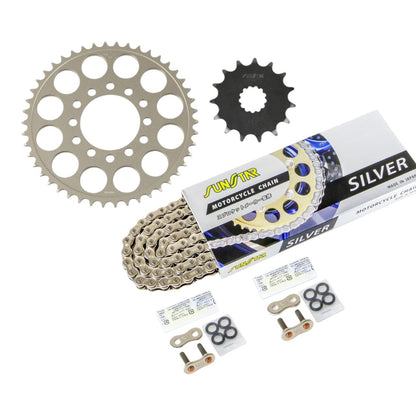 Sprocket & Chain Kit Silver 520 Front 15T Rear 46T 3-piece set for Kawasaki Ninja 400 400R 650R ER-6f ER-6n Versys Z650 Z650RS