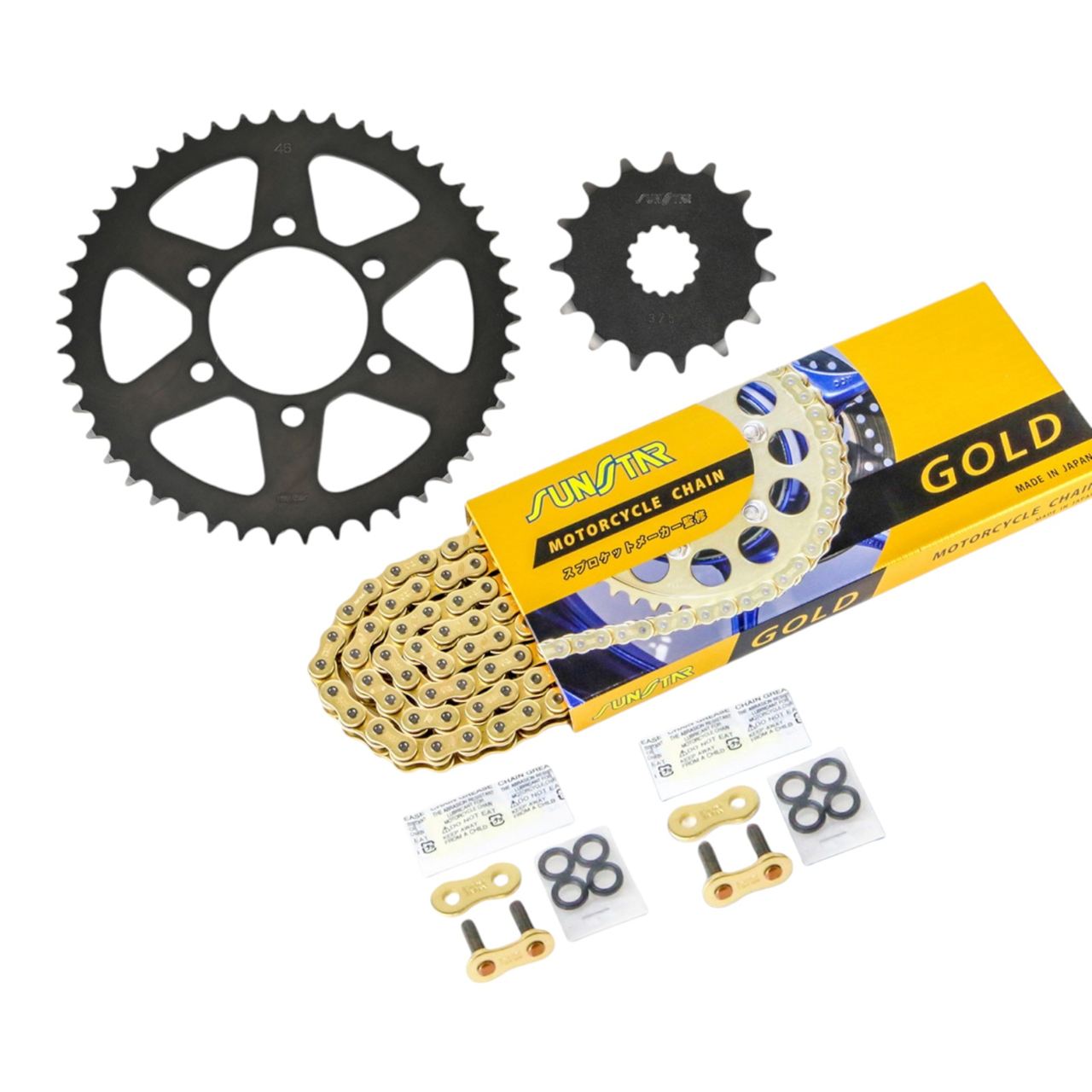 Sprocket & Chain Kit Gold 520 Front 15T Rear 46T 3-Piece Set for Kawasaki Ninja 400 400R 650R ER-6f ER-6n Versys Z650 Z650RS