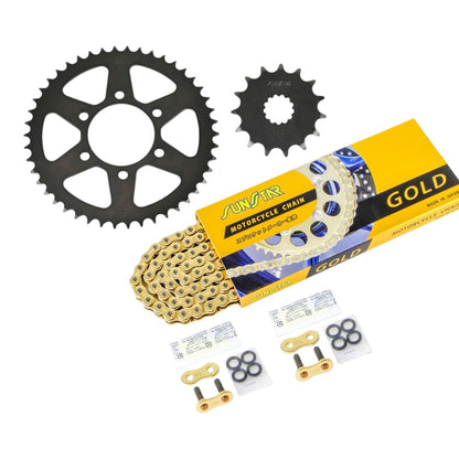 Sprocket & Chain Kit Gold 520 Front 15T Rear 46T 3-Piece Set for Kawasaki Ninja 400 400R 650R ER-6f ER-6n Versys Z650 Z650RS