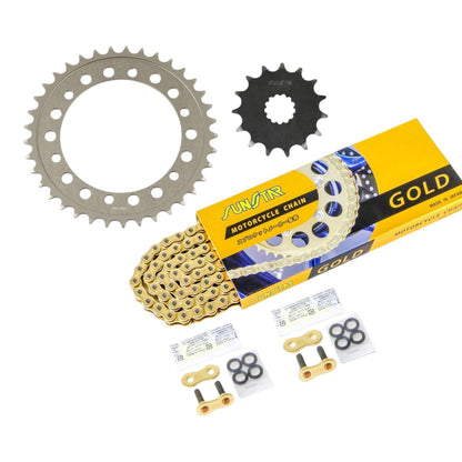 Sprocket & Chain Kit Gold 520 Front 15T Rear 37T 3-piece Set for Kawasaki W800 11-16