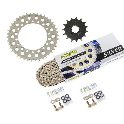 Sprocket & Chain Kit Silver 525 Front 15T Rear 42T 3-Piece Set for Kawasaki ZRX400/2 98-08