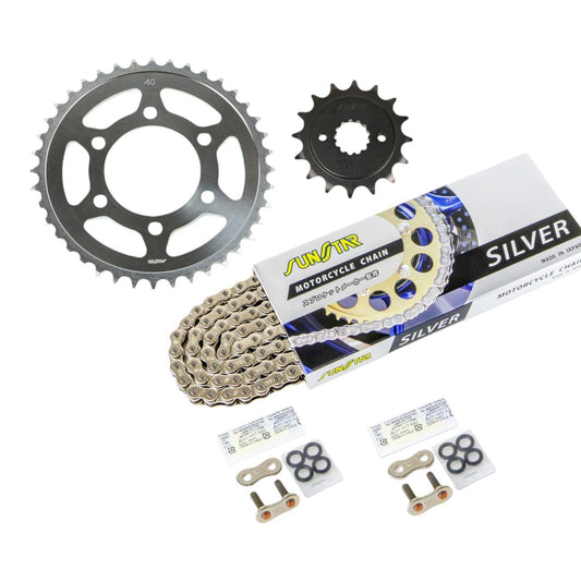 スプロケット&チェーンキット シルバー 525 フロント16T リア40T 3点セット カワサキ Z750FX(2)/(3) (E1 / L1) 80年-84年 Z750GP 82年