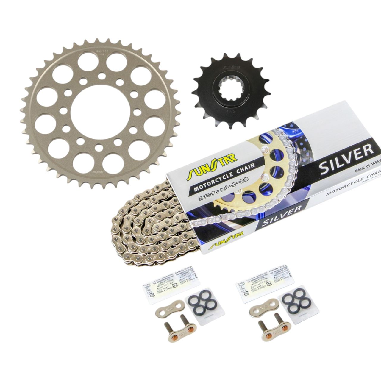 スプロケット&チェーンキット シルバー 525 フロント17T リア42T 3点セット カワサキ ZRX1200/R/S 2001年-08年