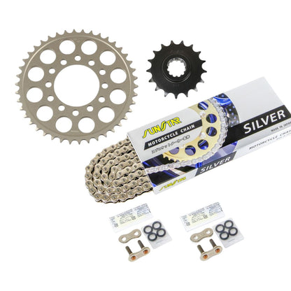 スプロケット&チェーンキット シルバー 525 フロント17T リア42T 3点セット カワサキ ZRX1200/R/S 2001年-08年