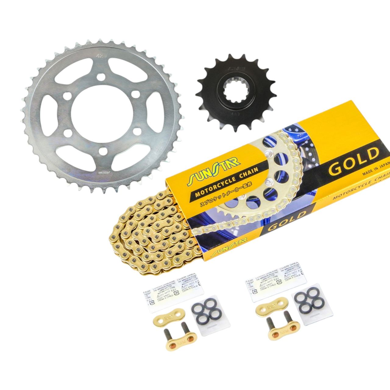 スプロケット&チェーンキット ゴールド 525 フロント17T リア42T 3点セット カワサキ ZRX1200/R/S 2001年-08年