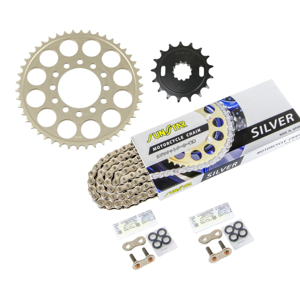 スプロケット&チェーンキット シルバー 525 フロント17T リア46T 3点セット カワサキ Z1000R 82年-83年/ Z1000J 81年-83年/ Z1100GP 81年/ Z1100R 84年